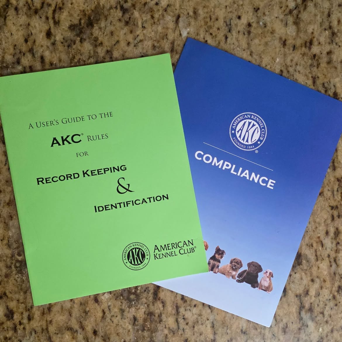 AKC record keeping and compliance booklets from our kennel audit